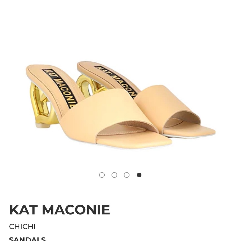 Gold and Cream Heart Heel Sandals - Picture 4 of 11